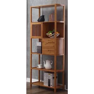 Selma Bamboo Bookcase - Left Facing Spindle Cabinet, Natural