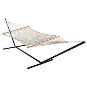 13 ft. Cotton Rope Hammock Bed and Steel Stand Combo