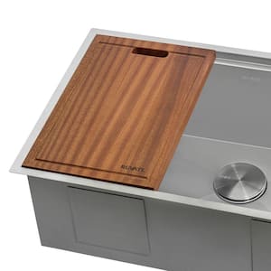 17 in. x 11 in. x 1 in. Rectangle Solid Premium African Mahogany Hardwood Cutting Board Workstation Kitchen Sinks
