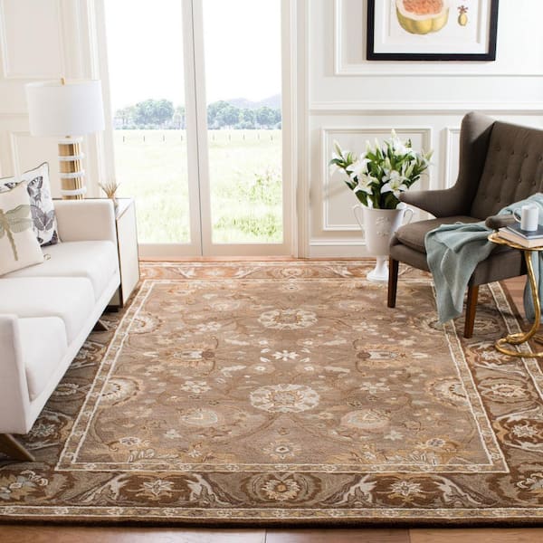 Anatolia Dark Gray/Brown 9 ft. x 12 ft. Border Area Rug