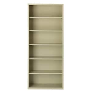 82 in. Tall Putty Metal 6-Shelf Standard Bookcase with Adjustable Shelves