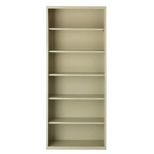 Hirsh 82 in. Tall Putty Metal 6-Shelf Standard Bookcase with Adjustable Shelves