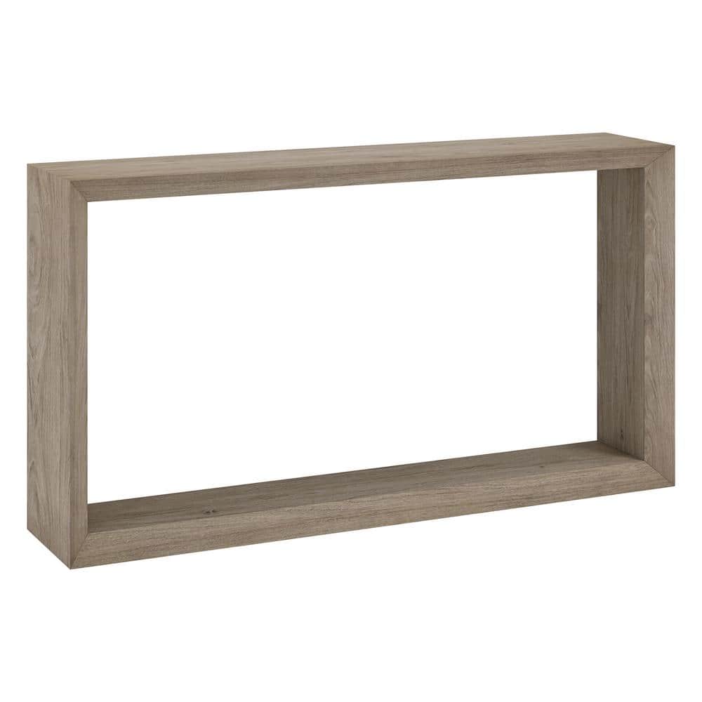 Antiqued Gray Oak 55" Rectangular Console Table with Storage