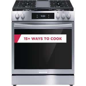30 in. 6 cu. ft. 5 Burner Slide-In Gas Range with Total Convection in Air Fry in Smudge Proof Stainless Steel