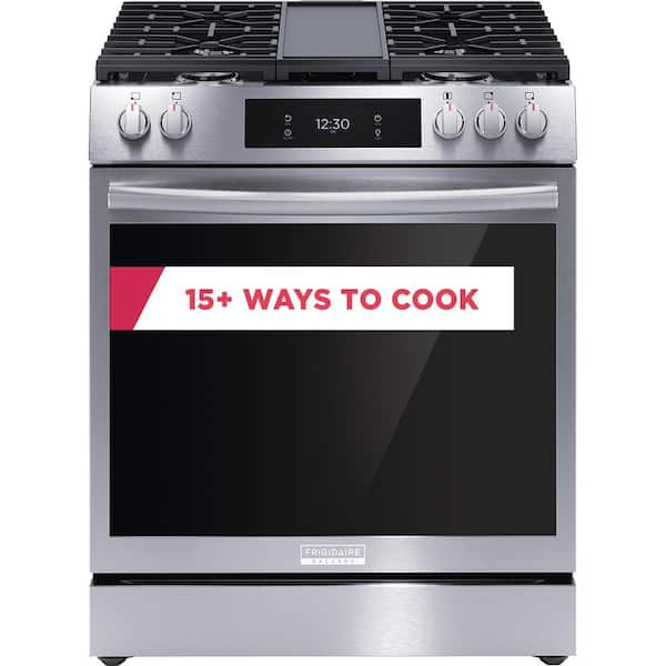 Frigidaire Gallery 30 in. 6 cu. ft. 5 Burner Slide-In Gas Range with Total Convection and Air Fry in Smudge Proof Stainless Steel
