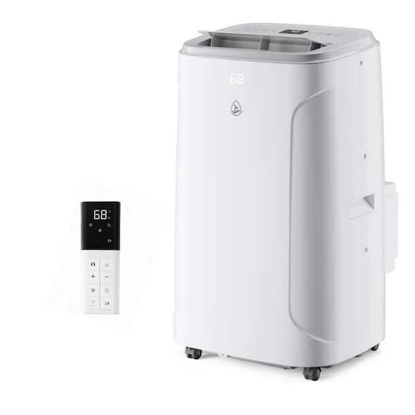14,000 BTU Portable Air Conditioner Cools 550 sq. ft. 4-in-1 Unit with Heater and Dehumidifier in White, Auto Swing