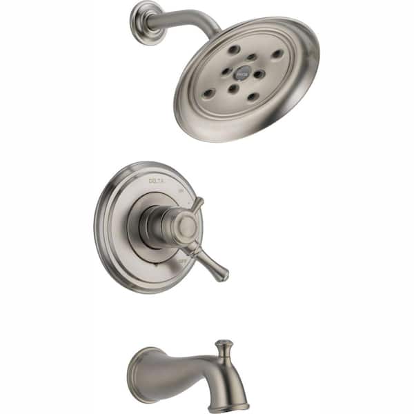 Delta Cassidy 1-Handle H2Okinetic Tub and Shower Faucet Trim Kit Only in Stainless (Valve Not Included)