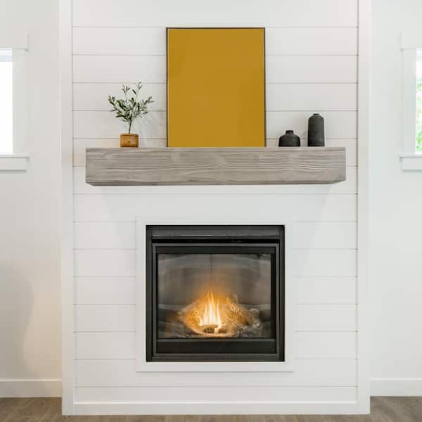 Unbranded Contemporary 72 in. W x 9 in. D Gray Solid Wood Floating Decorative Wall Shelf Fireplace Mantel, for Home Decor