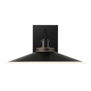 Deckard 8.5 in. 1-Light Gold/Black LED Wall Sconce with Frosted Glass Shade