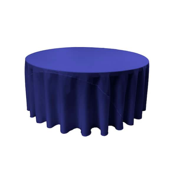 132 in. Round Royal Blue Polyester Poplin Tablecloth