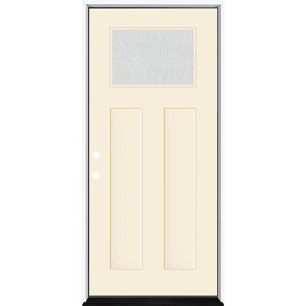Steves & Sons Legacy 36 in. x 80 in. 1/4 Toplite Rain Glass RHIS Primed Linen Finish Fiberglass Prehung Front Door