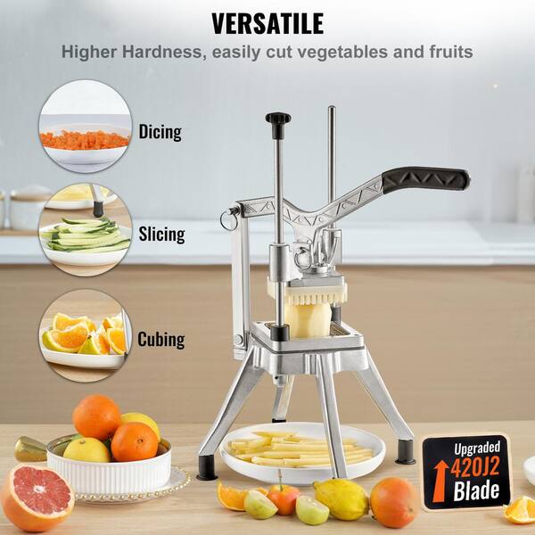 4-Blade Commercial Choppe Stainless Steel Potato Dicer, Slicer French Fry Cutter Multi-Function Vegetable, Fruit Chopper
