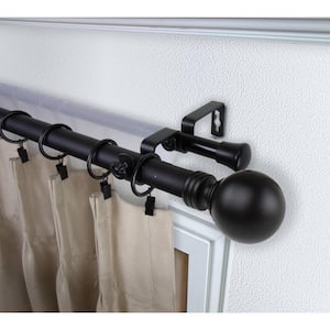 48 in. - 84 in. Double Curtain Rod in Black with Finial