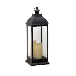 Classic 28 in. Black Outdoor Battery Powered Lantern