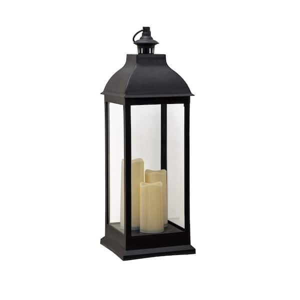 Sunjoy Classic 28 in. Black Outdoor Battery Powered Lantern D201007408 ...