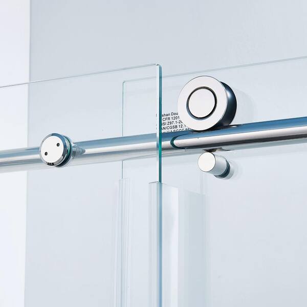 CASAINC 56-60 in. W x 75 in. H Single Sliding Semi-Frame 304 Stainless Steel Shower Door in Chrome with 5/16 in. Clear Glass