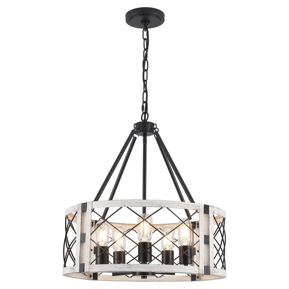 5 Light Modern Farmhouse Black and Greige Metal Drum Chandelier for Dining Room Kitchen Foyer Drum Hanging Light Fixture price history on PriceWatchPro