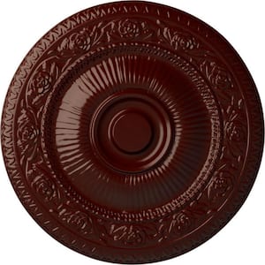 2" x 24-1/4" x 24-1/4" Polyurethane Neuveau Ceiling Medallion, Brushed Mahogany