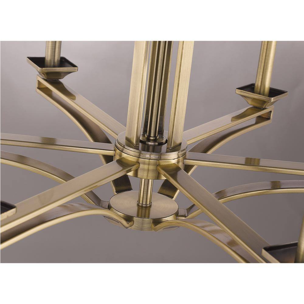 Antique Brass 6-Light Candelabra Chandelier with Adjustable Rods