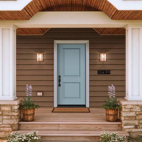 Saleブルーフルーテッド1/1015 JELD-WEN 36 in. x 80 in. 2-Panel Right-Handed Light Blue Painted