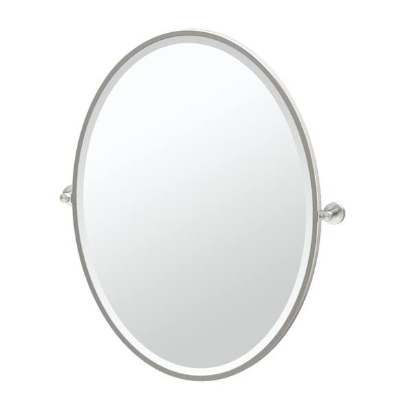 Gatco Glam 25 in. W x 33 in. H Framed Oval Anti-Fog Bathroom Vanity Mirror in Satin Nickel