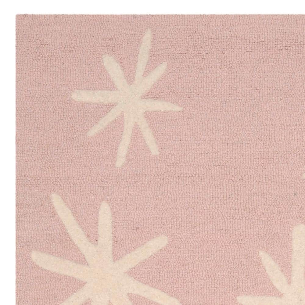 Ivory and Pink Hand-Tufted Wool Kids Rug 4' x 6'