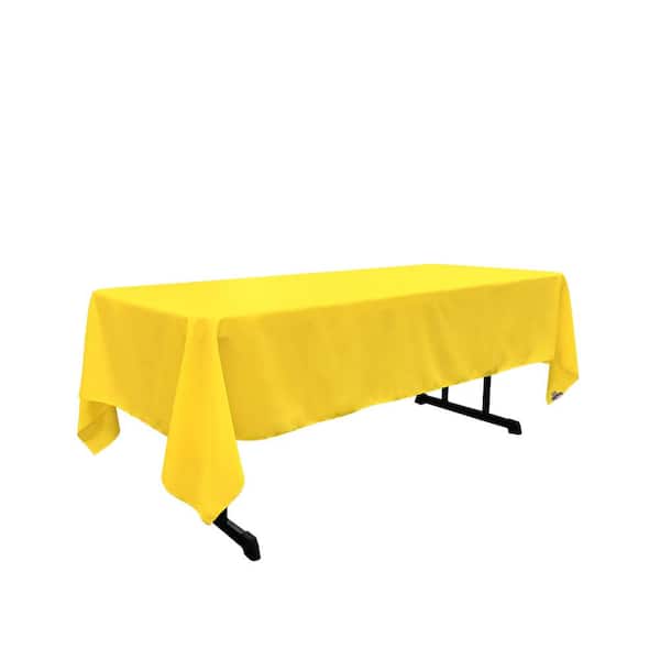 LA Linen Polyester Poplin 60 in. x 102 in. Light Yellow Rectangular Tablecloth