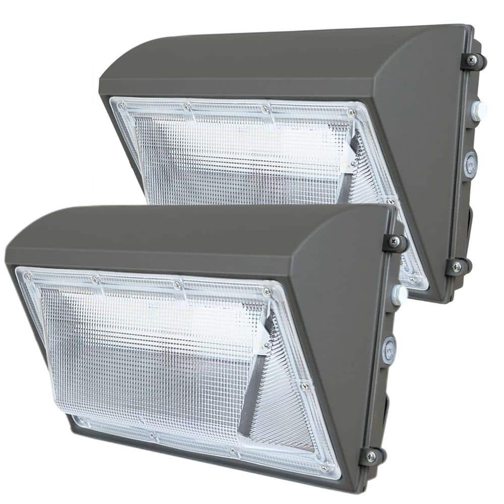 2-Pack 800-Watt Equivalent Integrated LED Bronze Dusk to Dawn Wall Pack Lig