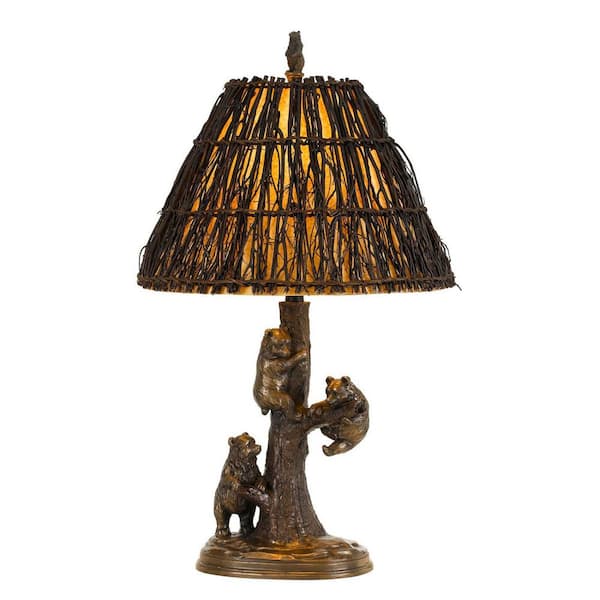 HomeRoots 30 in. Bronze Table Lamp with Brown Empire Shade