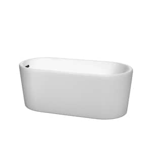 Ursula 59 in. Acrylic Flatbottom Bathtub in White with Matte Black Trim