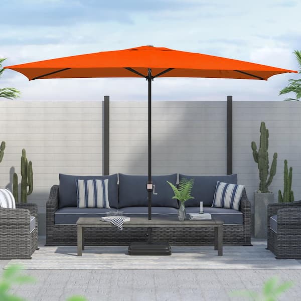 Maypex 10 x 6.5ft. Steel Crank Rectangle Market Patio Umbrella in Orange