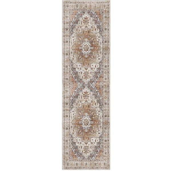 2 ft. x 6 ft. Multi-Colored Vintage Washable Kitchen Runner Rug Non ...