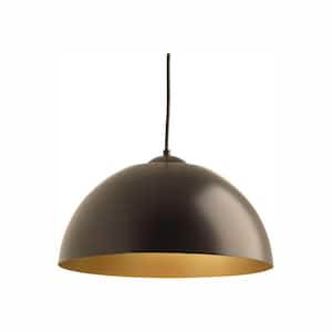 Dome Collection 16 in. 29-Watt Antique Bronze Integrated LED Modern Cord Hung Kitchen Pendant