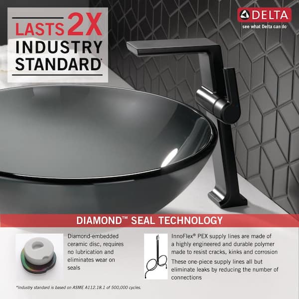 Delta Pivotal Single Hole Single Handle Vessel Bathroom Faucet In Matte Black 799 Bl Dst The Home Depot