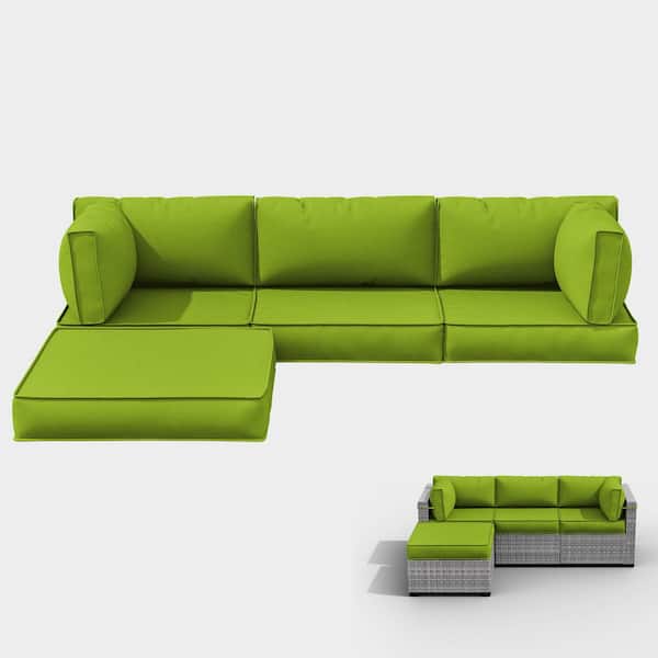 WNP 25.6 in. x 25.6 in. x 4 in. (9-Piece) Deep Seating Outdoor Sectional Cushion Grass Green