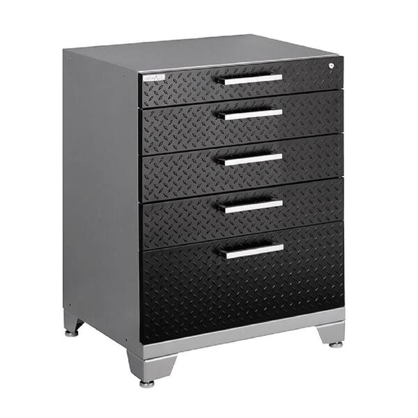 NewAge Products Performance Plus Diamond Plate 35 in. H x 28 in. W x 22 in. D Steel Tool Chest in Black
