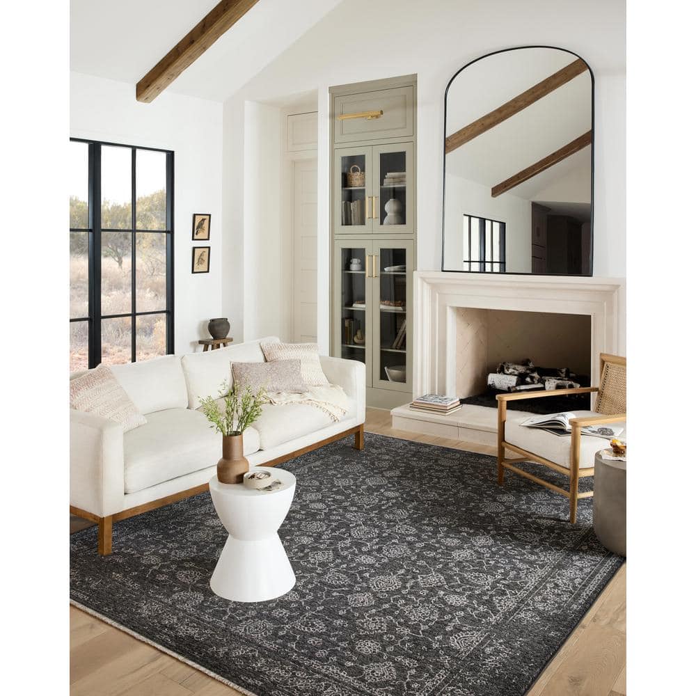 Vance Charcoal & Dove 18" x 18" Traditional Synthetic Area Rug