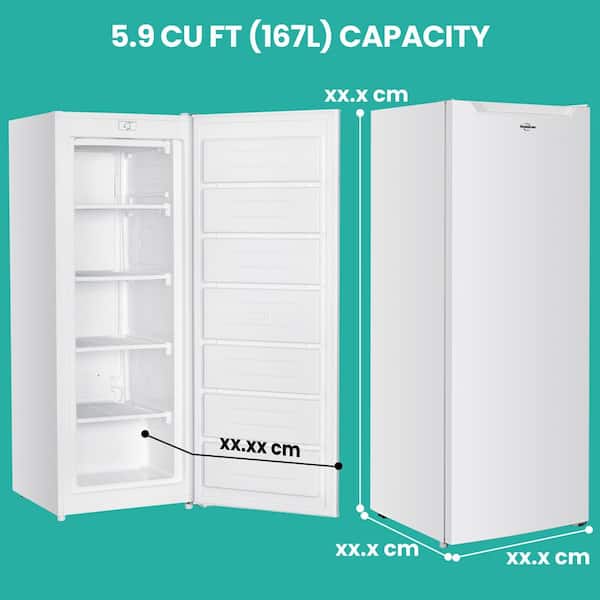 Koolatron Slim Upright Freezer 5.9 cu. ft. (168L), White, Energy