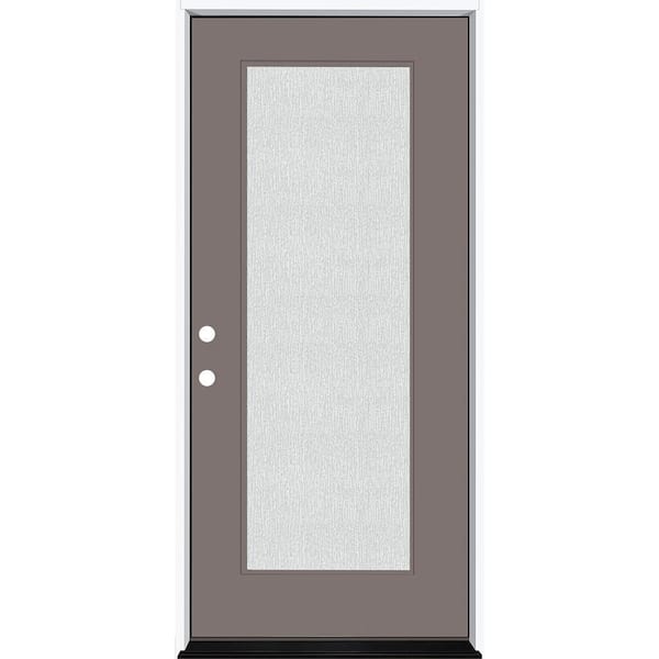 Steves & Sons Legacy 36 in. x 80 in. Full Lite Rain Glass RHIS Primed Kindling Finish Fiberglass Prehung Front Door