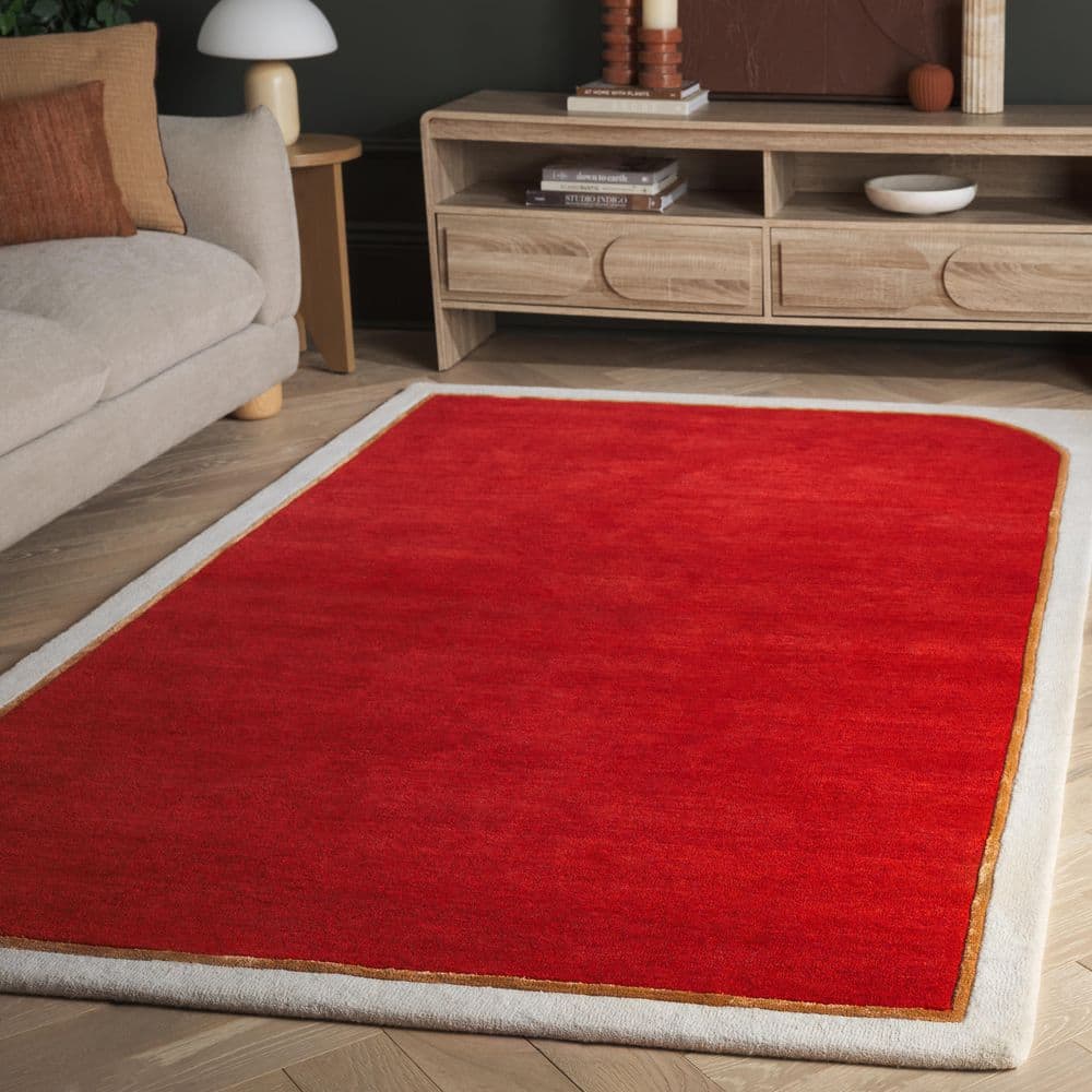Fifth Avenue 4 ft. x 6 ft. Red Minimalist Solid Border Area Rug price history on PriceWatchPro