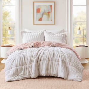 Margot Blush/White Faux Fur King/Cal King Polyester Comforter Set