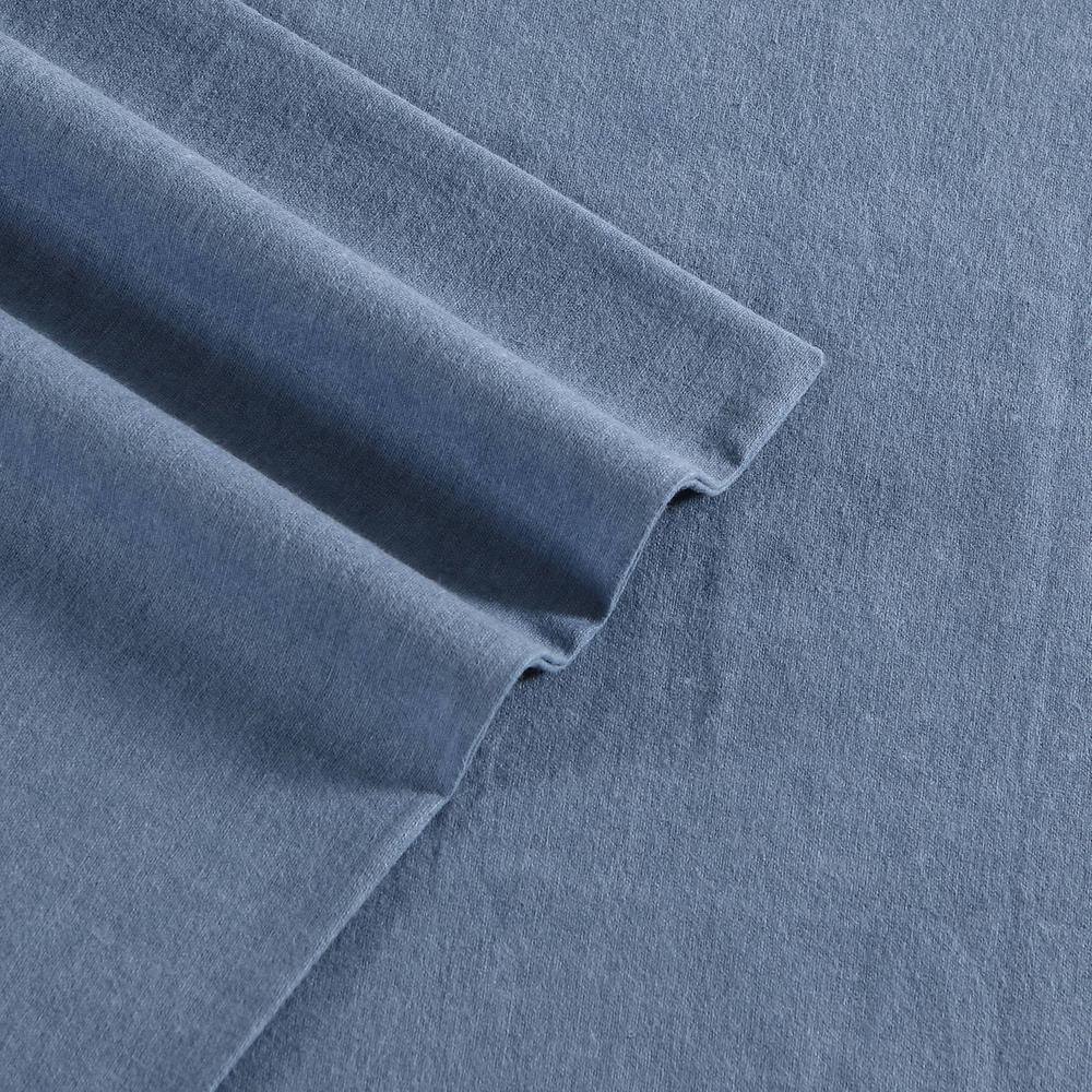 Twin Blue Cotton Flannel Deep Pocket Sheet Set