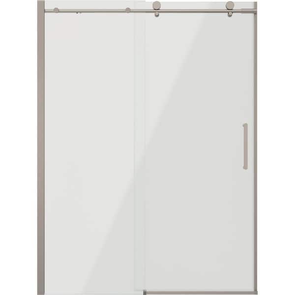 Callidora 56 to 60 in. W x 76 in. H Soft-Close Frameless Sliding Shower Door in Nickel with 5/16 in. Clear Glass