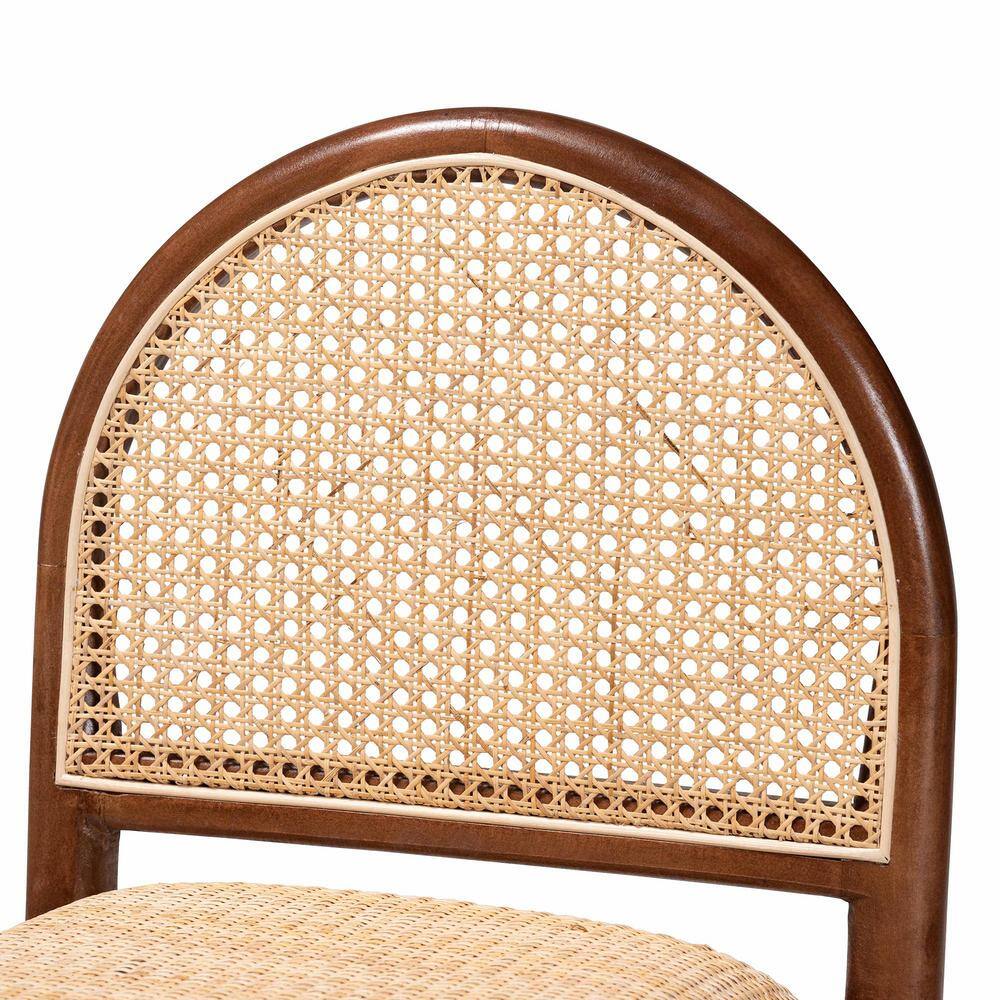 Maryland Natural Rattan and Acacia Wood Bohemian Counter Stool