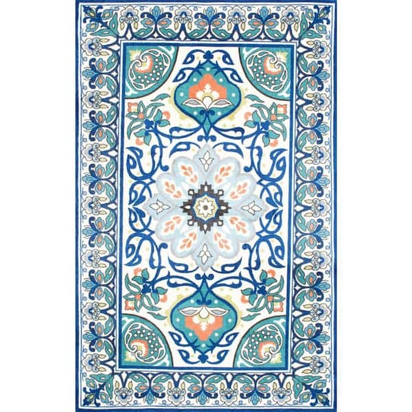 nuLOOM Leda Floral Blue 8 ft. x 10 ft. Area Rug