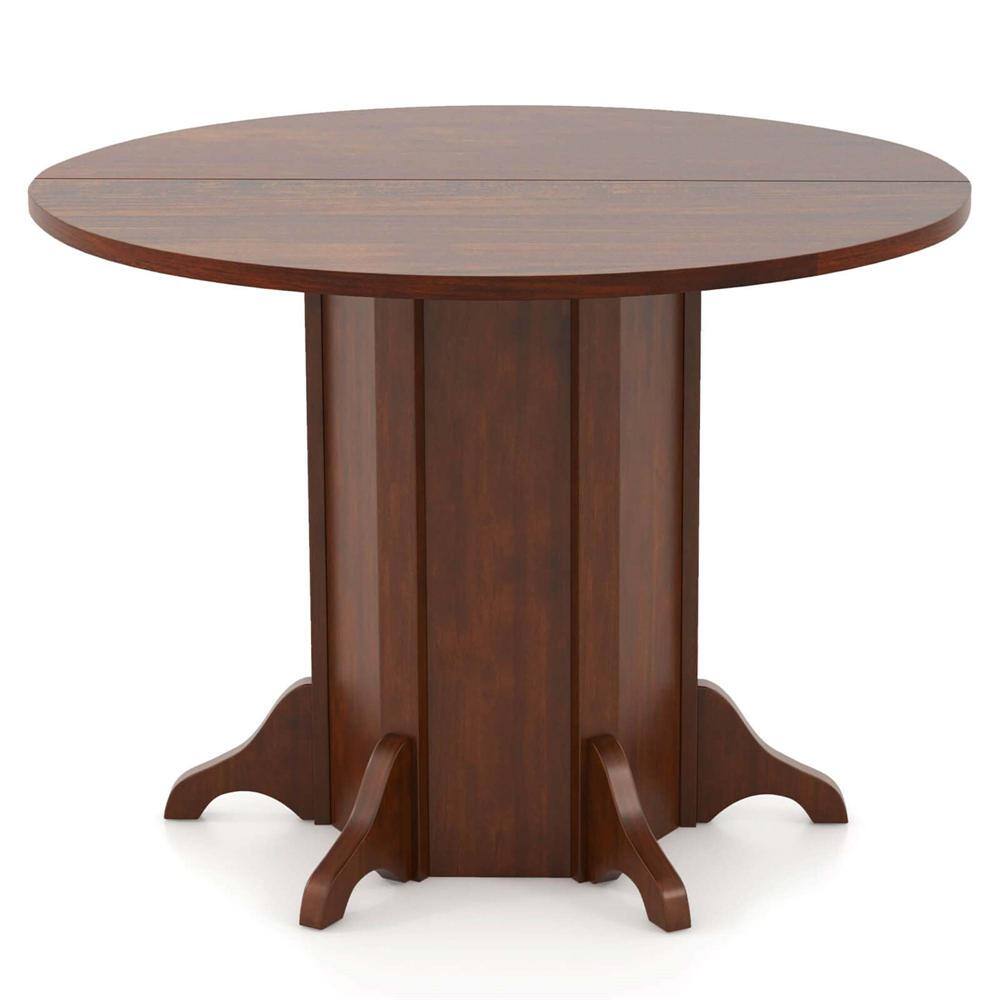 Walnut Wood Top Pedestal 42 in. Kitchen Round Dining Table with Pedestal Base for 6 People