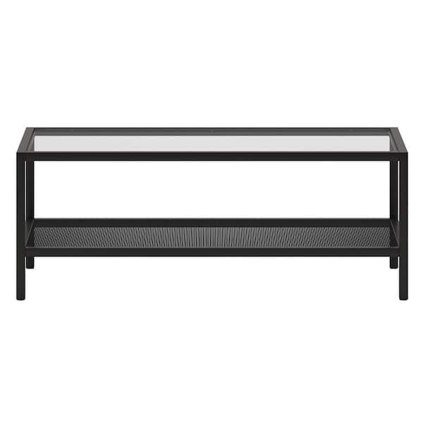 HomeRoots Mariana 45 in. Rectangle Black Glass Coffee Table