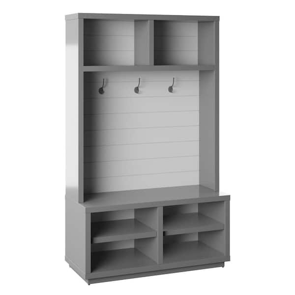 Twin Star Home Pure Gray and White Hall Trees with 3-Hooks