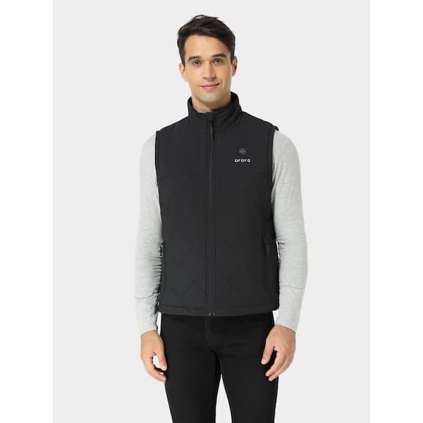 ORORO Men's Large Black 7.38-Volt Lithium-Ion Heated Quilted Vest with One 4.8Ah Battery and Charger