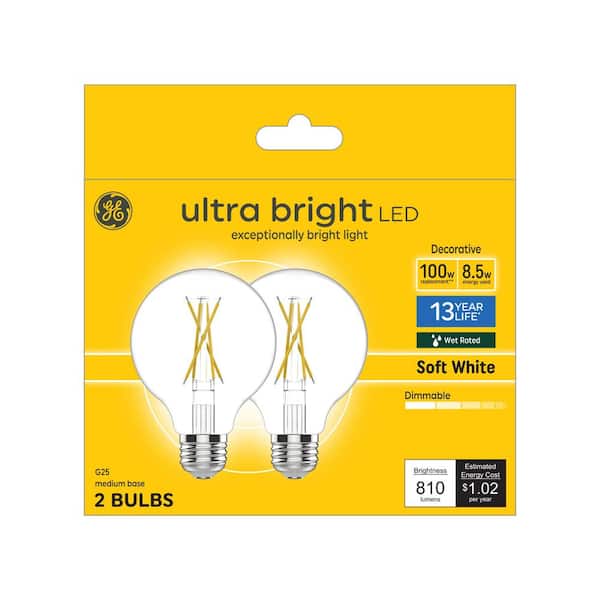 100.0-Watt Equivalent G25 LED Soft White Dimmable Bulb 2-Pack
